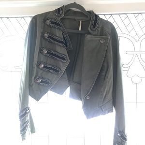 Free People Cropped Embellished Military Jacket